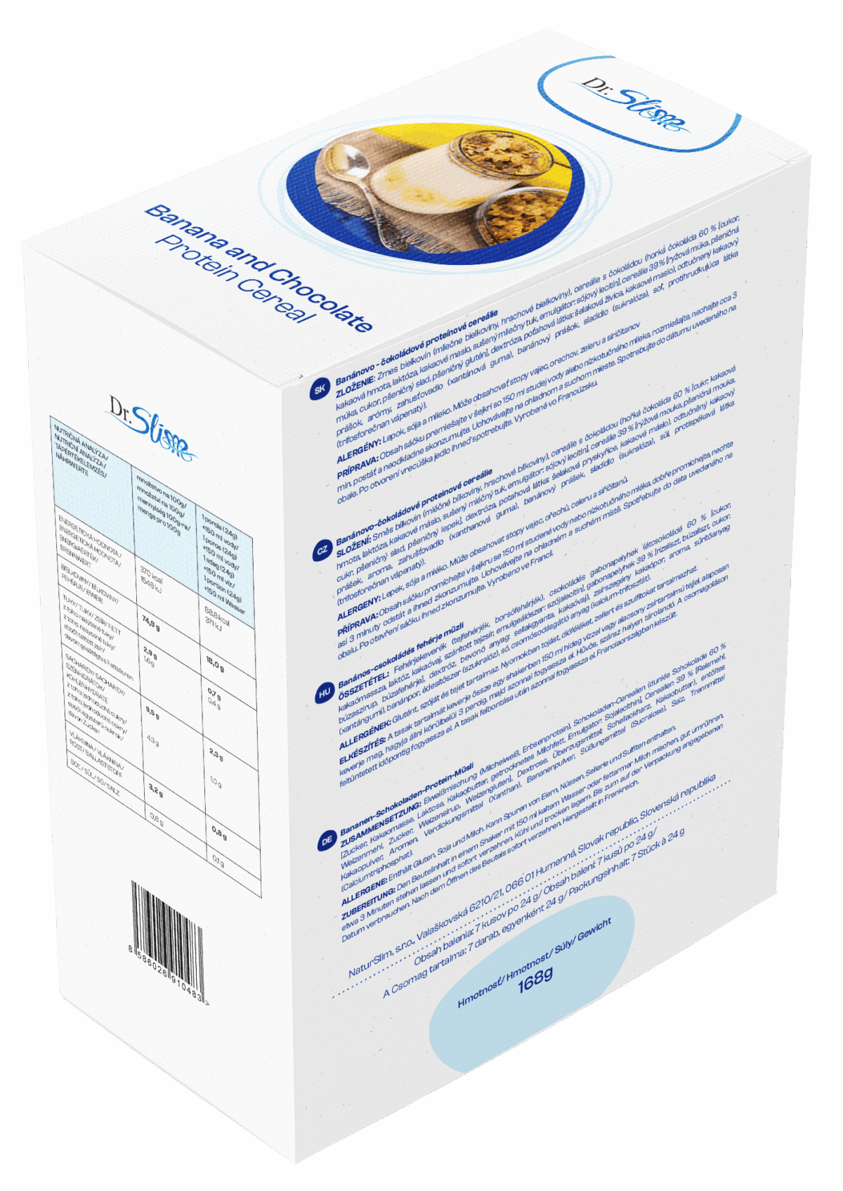 Banánovo – čokoládové proteínové cereálie