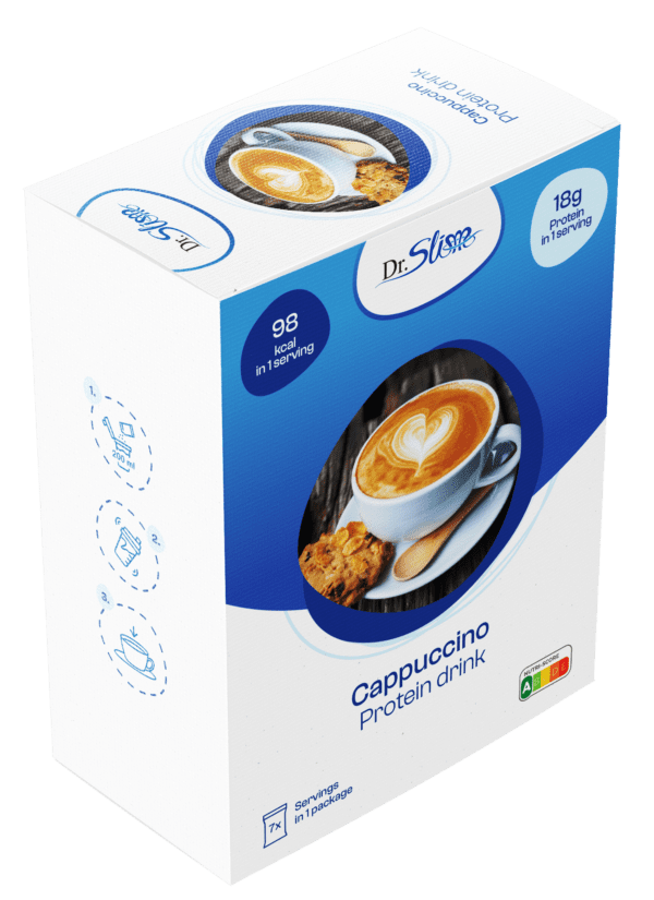 Horúci proteínový nápoj s príchuťou Cappuccino